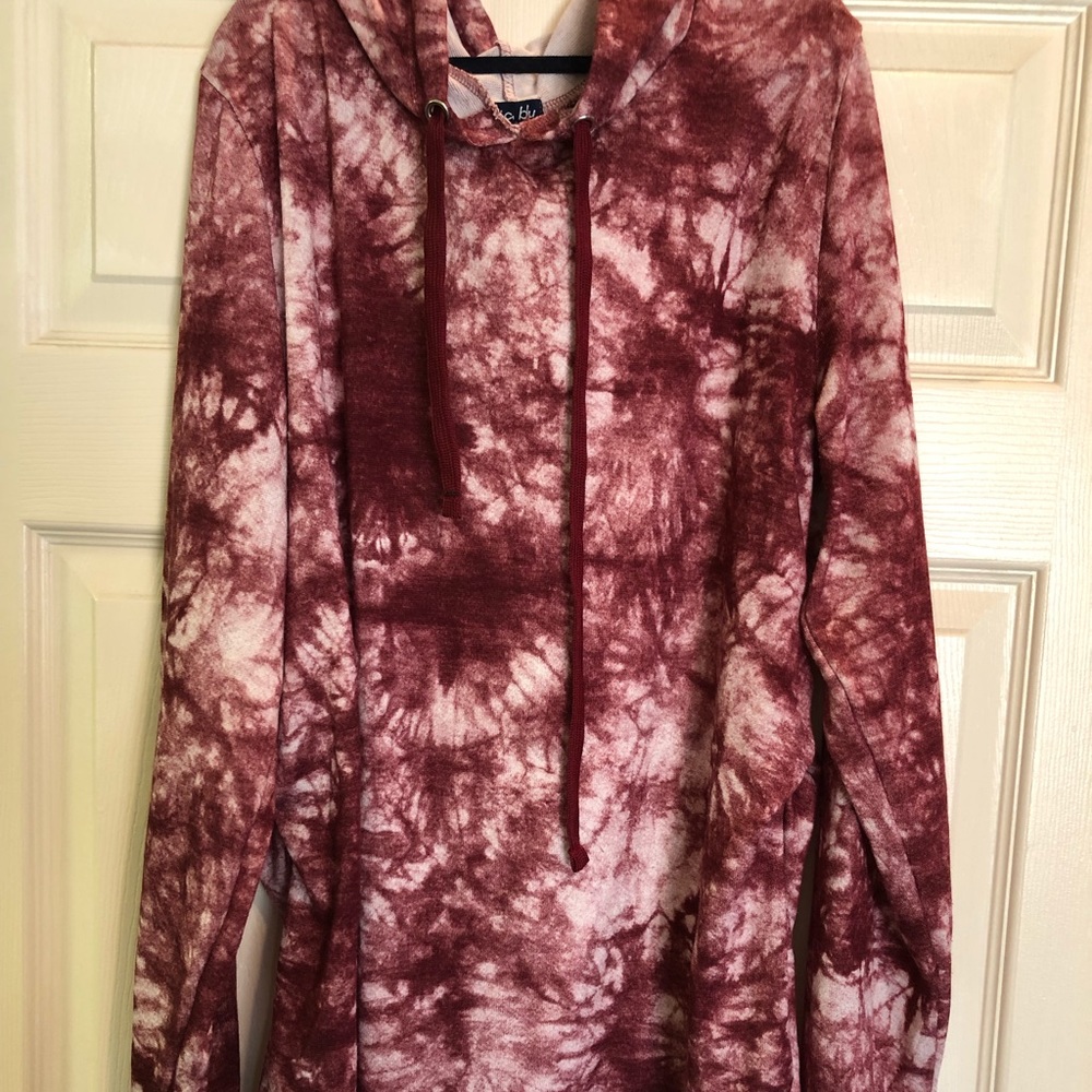Olivia Blu Maternity Hooded Tie Dye Shirt